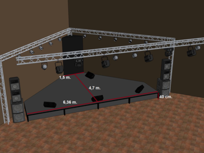 En tegning af scenen i Stationssalen på Lygten Station