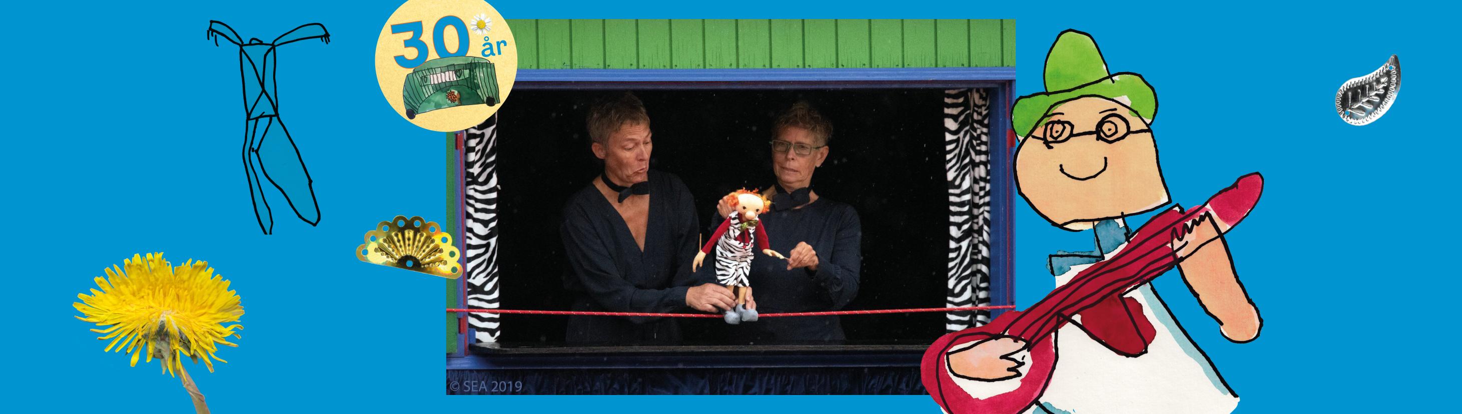 Billede af klovnen Gustav fra forestillingen Cirkus Sokke