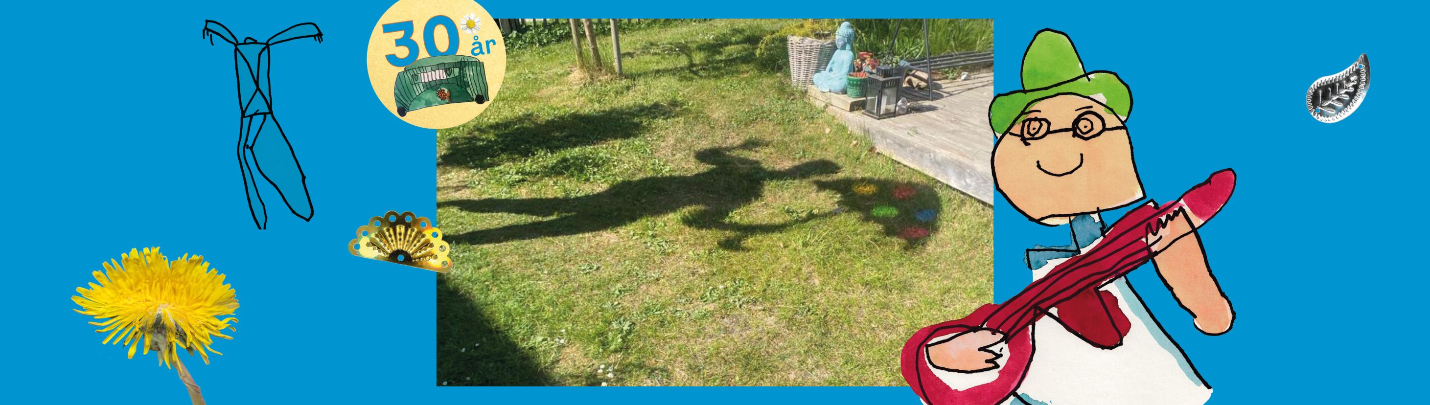 Billede af skygge med en paraply i hånden