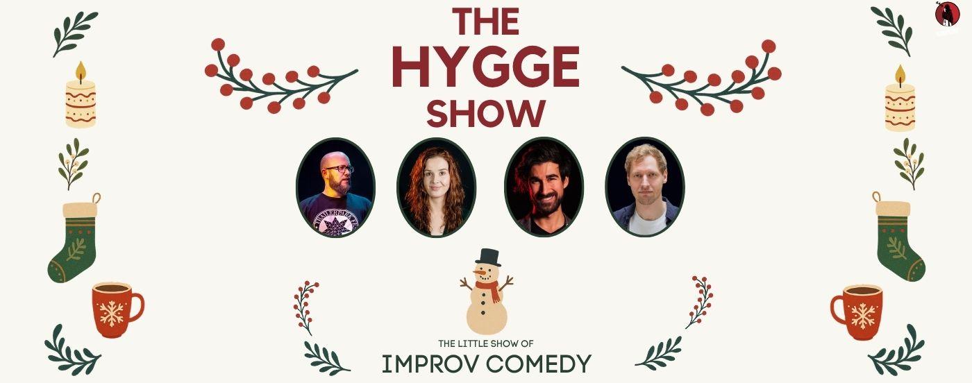 four actors in oval frames advertizing for improv in english at lygten station copenhagen