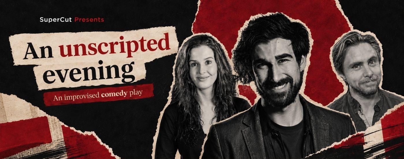 three actors advertizing for improv night at lygten station copehagen