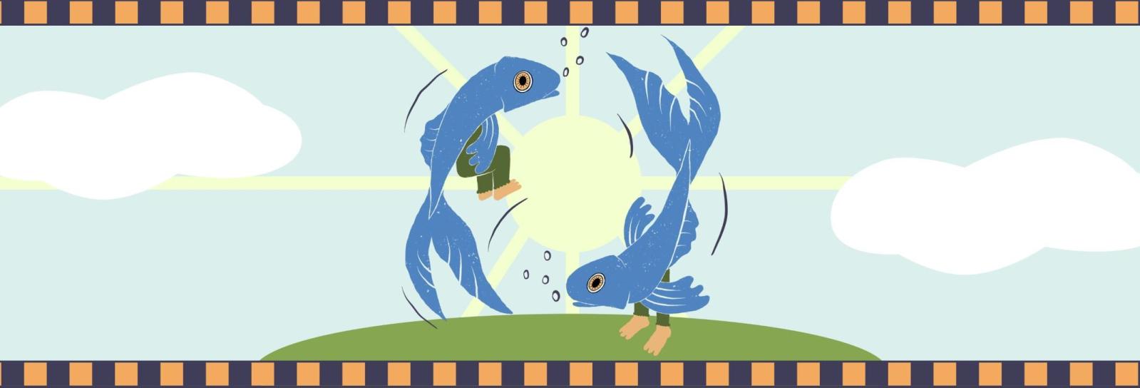 Illustration af to fiskedukker